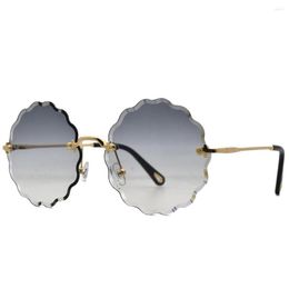 Sunglasses Vintage Rimless Women Fashion Designer Round Flower Sun Glasses Ladies Retro Outdoor Gradient Shades Top