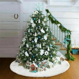 Christmas Decorations 1Pc White Plush Tree Skirt Fur Carpet Xmas Floor Mat Ornament For Wedding Birthday Year Merry Home B7R1