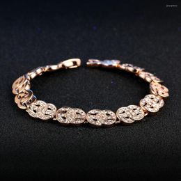 Link Bracelets Hip Hop Bling US Dollor Shaped Bracelet For Women Men Luxury Rose Gold Color Money Style Punk Chain On Hand Fashion Jewelry