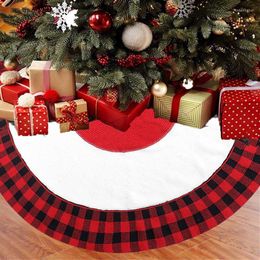 Christmas Decorations Knitted Tree Skirt Fashion Plaid Apron Ornaments Holiday Party 2023