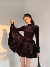 Casual Dresses Spring Autumn Winter Girls Vestidos Women Office Vintage Sexy Velvet Black Slim Long Sleeve Bow Ball Short Mini Dress