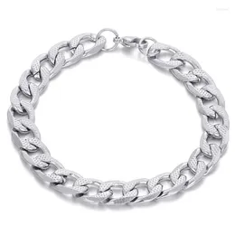 Link Bracelets European And American Fashion Simple Stainless Steel Bracelet Cuban Chain Festival Gift Hip Hop Embossed Jewellery