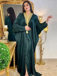 Ethnic Clothing Abayas For Women Elegant Batwing Sleeve Long Velvet Party Dress Solid Colour Turkey Muslim's Dresses Moroccan Caftan Ramadan