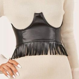 Belts Ashion Corset Wide Faux Leather Slimming Body Shaping Women High Waist Tassels Belt