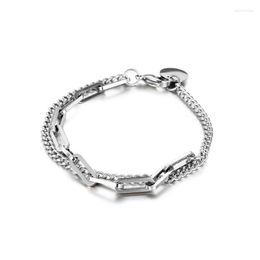 Link Bracelets 2023 316L Stainless Steel U Suape Cuban Chain Braceret For Men Women Steampunk Viking Trendy Smooth Kpop Gay Luxury Jewellery