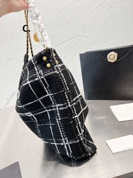 2023 Black Tote Bag One Shoulder Designer Bag black ladies letter c Tweed Totes Luxury Brand Fashion Chain Female shopping Bags Shoulder Hand bags W230106
