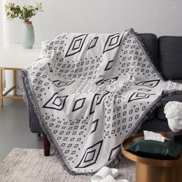 Chair Covers Blankets Bohemian Geometric Pattern Thread Blanket Sofa/Bed/Plane Decorative Throws Knit With Tassel