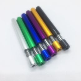 Latest Colourful Aluminium Alloy Pipes Portable Dry Herb Tobacco Cigarette Philtre Smoking Holder Catcher Taster Bat One Hitter Pipe Dugout Case Tube Tips