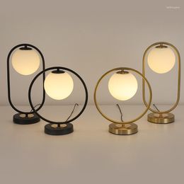 Table Lamps Creative Golden Circle/Ellipse Bedside Metal Night Light Lamp For Living Room Bedroom E14 AC110V 220V