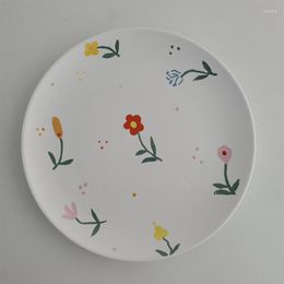 Plates Hand-painted Korean Mute Small Flower Plate Dessert Cake Girl Heart Breakfast Home