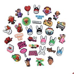 Shoe Parts Accessories Bad Bunny Pvc Charms Shoes Buckle Decoration For Croc Jibz Kids Party Xmas Gifts Drop Delivery Dhkuh