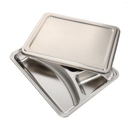 Plates Plate Divided Tray Dinner Lunch Serving Trays Stainless Steel Kids Container Cafeteria Dish Control Healthy Compartment