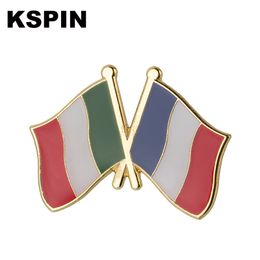 Italy & France Friendship Brooches Lapel Pin Flag badge Brooch Pins Badges 10Pcs a Lot