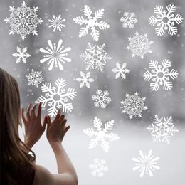 Wall Stickers Merry Christmas Snowflake Window Decorations For Home 2023 Year Navidad Room Decals