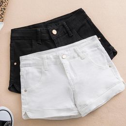 Women's Shorts Elegant 3XL White Denim Women 2023 Summer Stretch High Waist Short Jeans Sexy Femme Trousers DA503