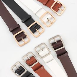 Belts Jeans Square Women Leather PU Simple Gold /Silver Belt Elastic Waist Fashion Design Japanese Style