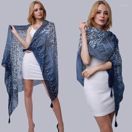Scarves Summer Pashmina Scarf Women Long Shawl Printed Sexy Beach Cover Up Female Navy Blue 175 100cm