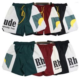 Men's Shorts Mens Summer Casual Loose Print Elastic Waist Drawstring Short Pants Splicing Colour Sports