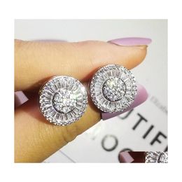 Stud 2022 Top Sell Earrings Luxury Jewelry 925 Sterling Sier T Princess Cut White Topaz Cz Diamond Gemstones Promise Party Women 18K Dhotd