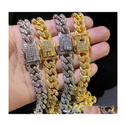 Chains Vintage Sparkling Men Hip Hop Iced Out Jewelry Rhinestone Crystal Long Necklace Gold Sier Miami Cuban Link Drop Delivery Neck Dhzrv