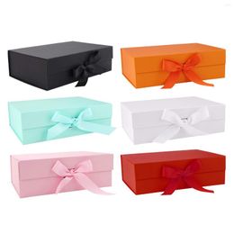 Jewelry Pouches Gift Box With Ribbon Decorative Reusable Easy Assemble Large Storage For Birthday Party Engagement Bridemaid Gifts