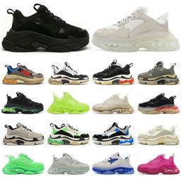 Paris Casual Shoes Triple S Clear Sole Trainers Dad Shoe Sneaker Black Overdimensionerade Mens Womens Beige Bästa kvalitetslöpare Chaussures