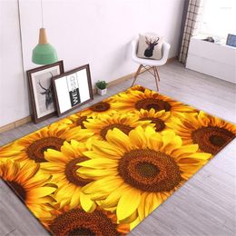 Carpets Yellow Sunflower Girl Room Carpet Nordic Cute Floral Rug Bedroom Bedside Mat Decoration Rooms Kitchen Floor Balcony