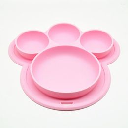Bowls Grade Silicone Baby Safe Dining Plate Cute Cartoon Children Dishes Toddle Training Tableware Kids Feeding