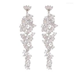 Stud Earrings Bettyue Fashion Statement Charming Long Earring With Fan Shape Cubic Zircon Design For Female Muliticolors Choice Party Gift