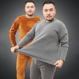 Men's Thermal Underwear 2023 6XL Large Plus Size Sets Men Winter Warm Fat Guy Thicken Velvet Cotton Long Johns Set Pyjamas
