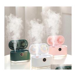 Other Home Garden 2 In1 Chargeable Wireless Air Humidifier With Conditioning Fan Led Light Trasonic Cool Mist Maker Fogger Usb Aro Dhul1