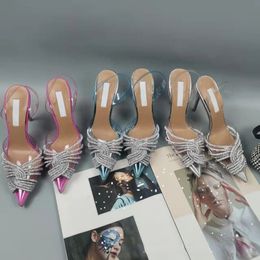 Damen-Sandalen mit Strass, modisch, spitze Zehen, hochhackige Sandale, glitzernde Braut-Brautjungfer-Schuhe