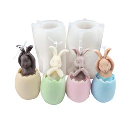 Stampi per candele coniglietto per feste di Pasqua Stampo per candele in silicone artistico fai-da-te fatto a mano con gusci d'uovo di coniglio
