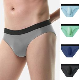 Underpants Men's Ice Silk Seamless Panties Man Solid Transparent Briefs Breathable Sexy Men Underwear L-3XL Plus Size