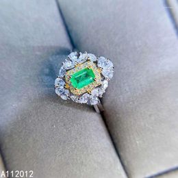 Cluster Rings KJJEAXCMY Fine Jewellery S925 Sterling Silver Inlaid Natural Emerald Girl Ring Support Test Chinese Style