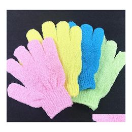 Bath Brushes Sponges Scrubbers Bathroom Tool Mti Colours Gloves Exfoliating Wash Skin Spa Mas Body Cleaner Shower Foam Cleaning Gl Dhjmv