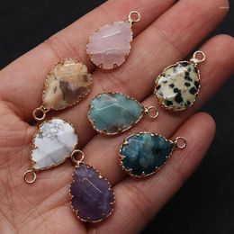 Pendant Necklaces Natural Stone Fashion Drop Shape 14x27mm Single Hole Small Metal Bound Opal Redstone Jewellery Earring Necklace Connector