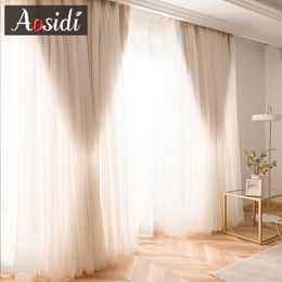 Curtain Double Layer Blackout s For Living Room Hall luxury Girl Bedroom Window With White Tulle Long Background Drapes 230105