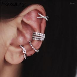 Stud Earrings Prevent AllergySilver Colour Set For Women Trendy Elegant Simple Sparkling Zircon Bride Jewellery Ear Clip