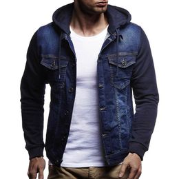 Men's Jackets Jeans Jacket Men Autumn Winter Hooded Vintage Distressed Demin Tops Coat Outwear