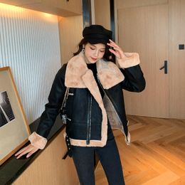 Women's Jackets Anti-Season Autumn And Winter Pu Fur Integrated X2 Lamb Motorcycle Clothing Short Padded Jacket Leather Coat