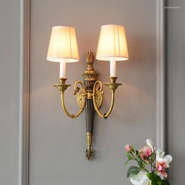 Wall Lamp French Copper Lights American Simple Living Room Bedroom Bedside Study Corridor Handmade Brass Sconce El Hall