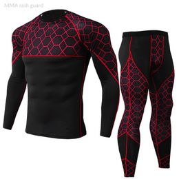 Men's Tracksuits Autumn Winter Fitness Clothing Thermal Shirt Pants Warm Tracksuit 2-pc/Set Selling Compression Tights Leggings Men