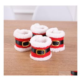 Christmas Decorations Santa Claus Red Napkin Rings Holder Elf Cloth Tissue Boxes Party Banquet Dinner Table Decoration Serviette Dh0 Dhrc9