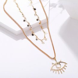 Pendant Necklaces Creative Double Layer Star Collarbone Chain Eye Long Necklace For Women Trendy Simple Design Jewellery Neckchain