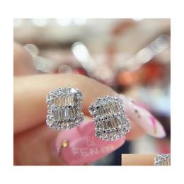 Stud Arrival Luxury Jewellery Sparkling 925 Sterling Sier Princess Cut White Topaz Cz Diamond Gemstones Women Earring Drop Delivery Ear Dhf9W