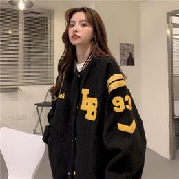 Women's Jackets Baseball Jacket Cardigan Oversized Autumn Winter Women Trendy Loose Jersey Coat Korean Fashion Streetwear Female Top