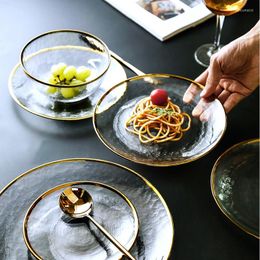 Dinnerware Sets Cutlery Plate Tray Set Phnom Penh Glass Home Gold Soap Dessert Kitchen Tool Cake Afternoon Tea Snack Jewellery