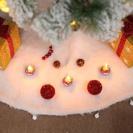 Christmas Decorations White Tree Skirt Plush Faux Fur Xmas Carpet Merry Ornament Party Home Decor