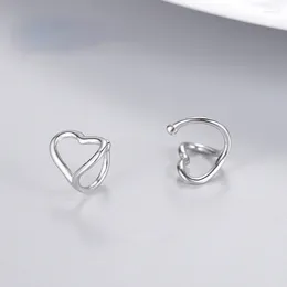 Backs Earrings Pure Silver Colour Ear Clip Button Heart-shaped Hollow Simple Korean Love